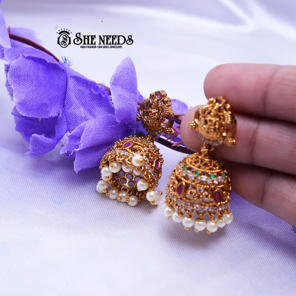 White_Brass_Premium_&_elegant_Gold_Plated__Jumkas_For_Women