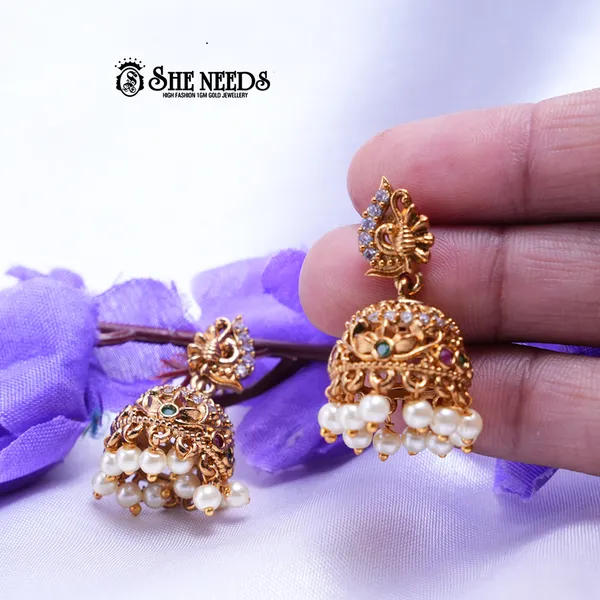 White_Brass_Premium_&_elegant_Gold_Plated__Jumkas_For_Women