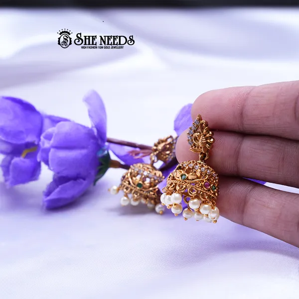 White_Brass_Premium_&_elegant_Gold_Plated__Jumkas_For_Women