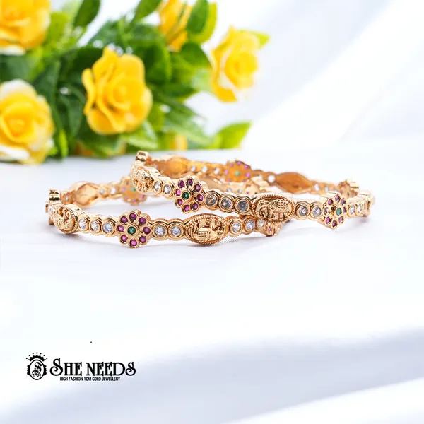Green_,_Pink_&_White_Brass_Premium_&_elegant_Gold_Plated__Bangles_For_Women_(Set_Of_2)