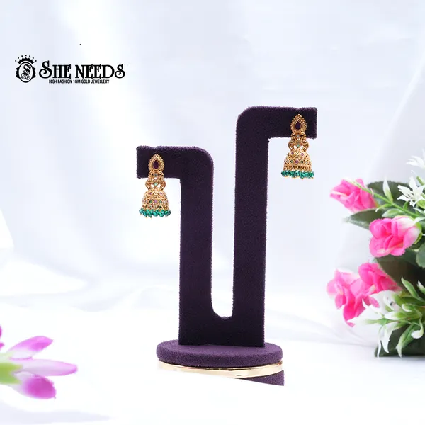Green_&_Pink_Brass_Premium_&_elegant_Gold_Plated__Jumkas_For_Women_(Set_Of_2)