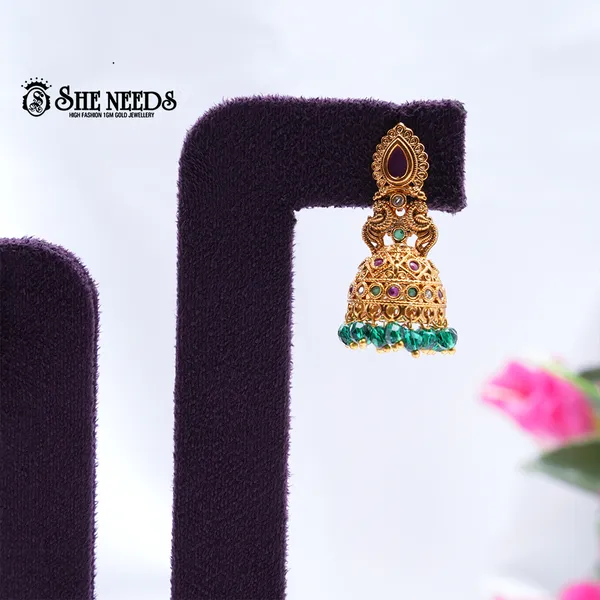 Green_&_Pink_Brass_Premium_&_elegant_Gold_Plated__Jumkas_For_Women_(Set_Of_2)