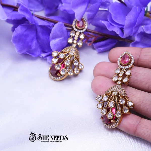 Pink_Brass_Premium_&_elegant_Gold_Plated__Jumkas_For_Women