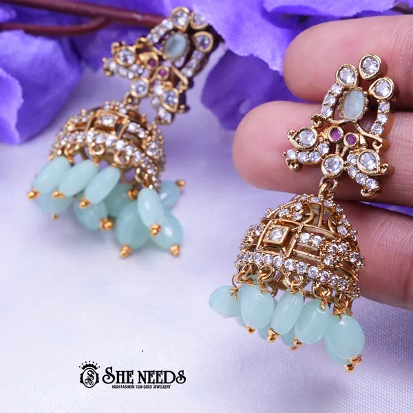 Light_Green_Brass_Premium_&_elegant_Gold_Plated_Jumkas_For_Women