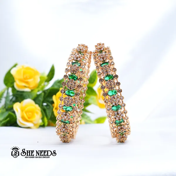 Dark_Pink_&_Green_Brass_Premium_&_elegant_Gold_Plated__Bangles_For_Women_(Set_Of_4)