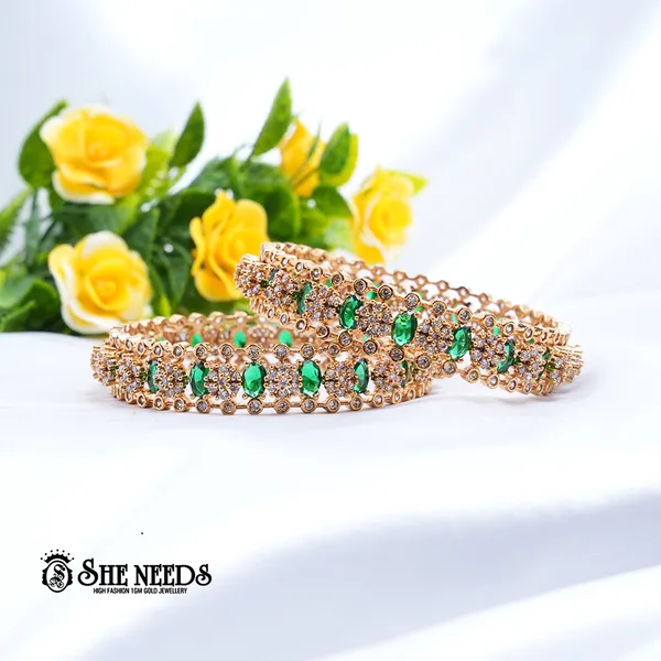 Dark_Pink_&_Green_Brass_Premium_&_elegant_Gold_Plated__Bangles_For_Women_(Set_Of_4)