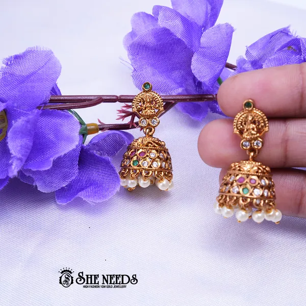 White_Brass_Premium_&_elegant_Gold_Plated__Jumkas_For_Women