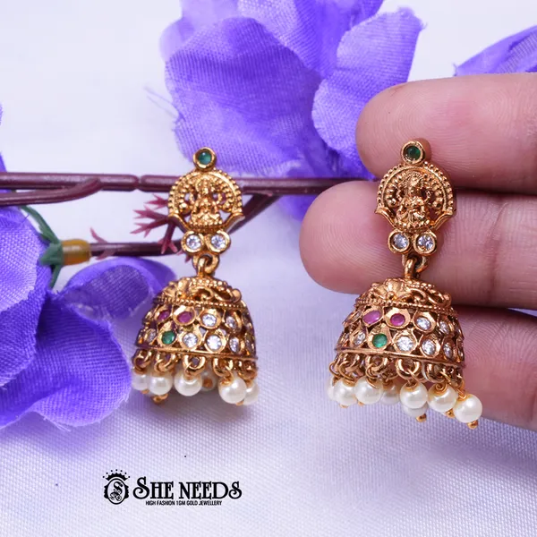 White_Brass_Premium_&_elegant_Gold_Plated__Jumkas_For_Women
