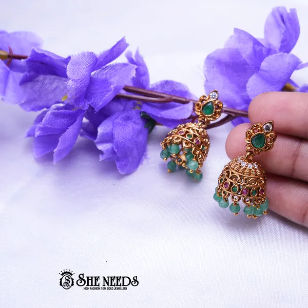 Light_Green_Brass_Premium_&_elegant_Gold_Plated__Jumkas_For_Women