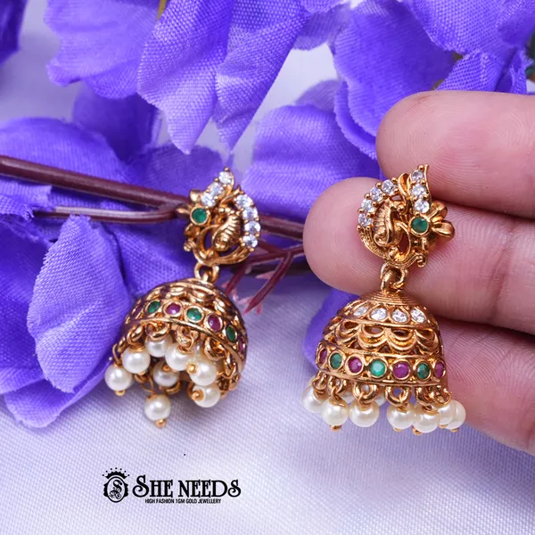 White_Brass_Premium_&_elegant_Gold_Plated__Jumkas_For_Women
