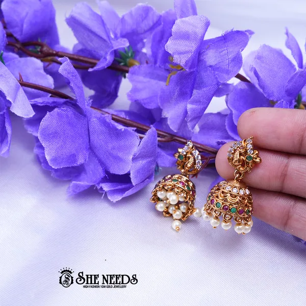 White_Brass_Premium_&_elegant_Gold_Plated__Jumkas_For_Women