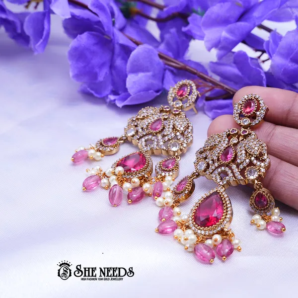 Pink_Brass_Premium_&_elegant_Gold_Plated__Jumkas_For_Women