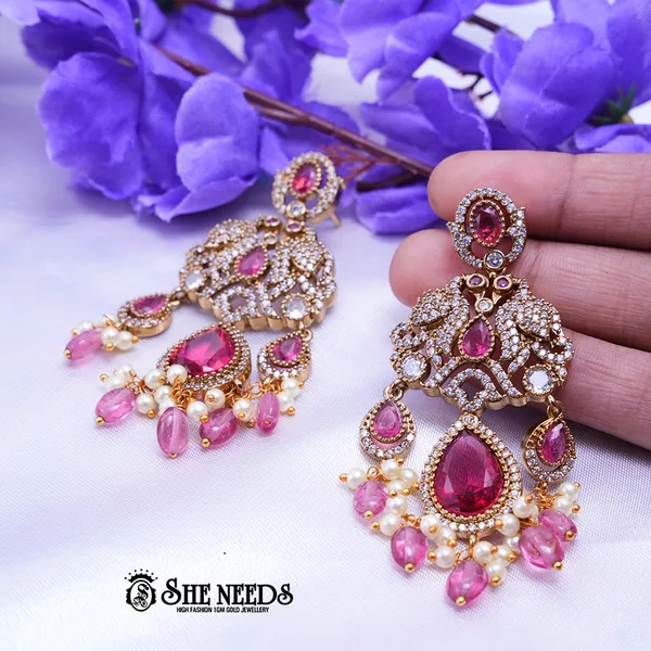 Pink_Brass_Premium_&_elegant_Gold_Plated__Jumkas_For_Women