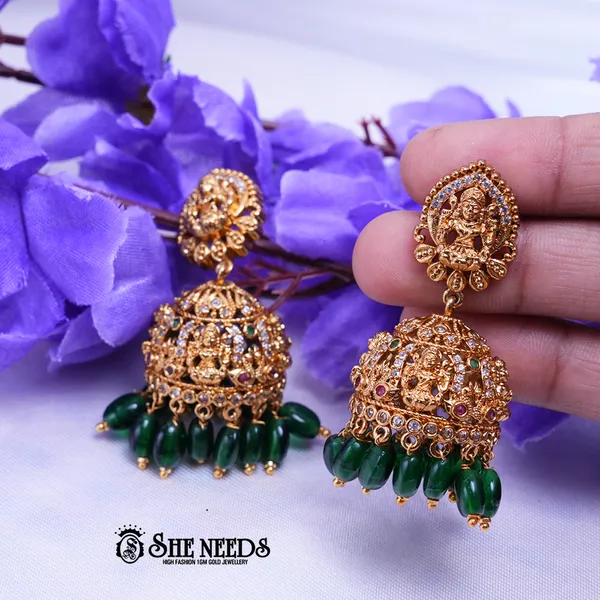 Green_Brass_Premium_&_elegant_Gold_Plated__Jumkas_For_Women