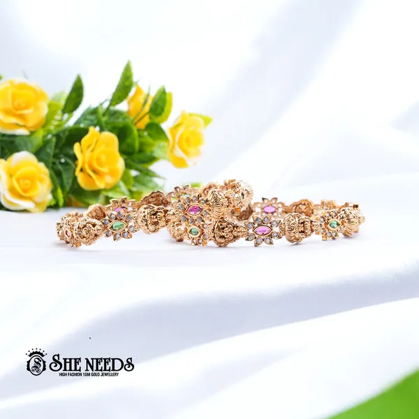 Green_&_Pink_Brass_Premium_&_elegant_Gold_Plated__Bangles_For_Women_(Set_Of_2)