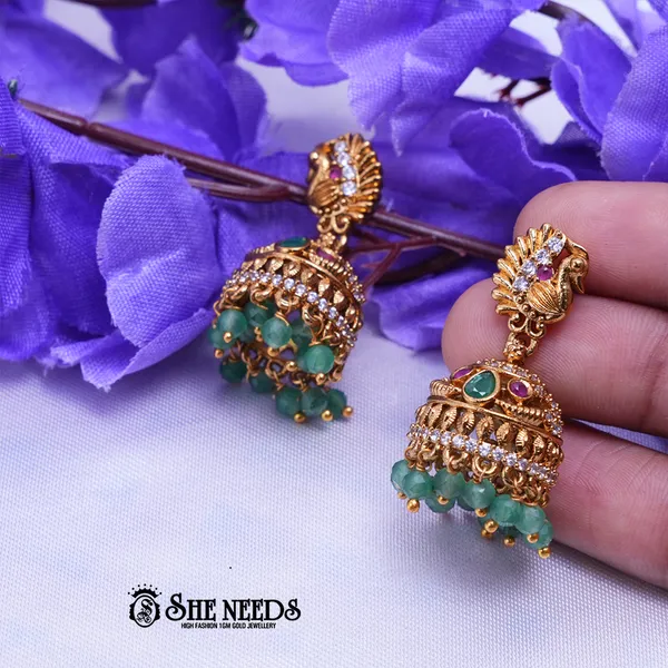 Light_Green_Brass_Premium_&_elegant_Gold_Plated__Jumkas_For_Women
