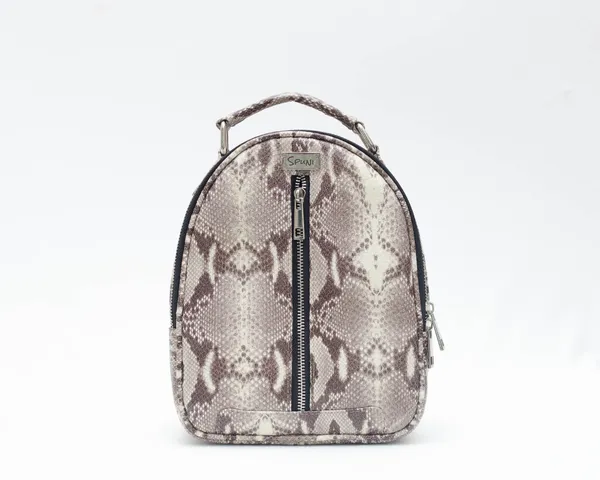 Spuni_Zanari_Brown_snake_Premium_and_Elegant_Mini_Urban_Leather_Backpack_for_Women_–__Compact,_Functional_and_Trendy_Design