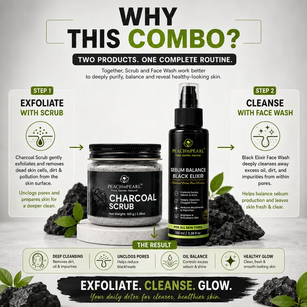 PEACHnPEARL_Charcoal_Kit_Combo_–_Charcoal_Scrub_100g_+_Sebum_Balance_Black_Elixir_Face_Wash_100ml