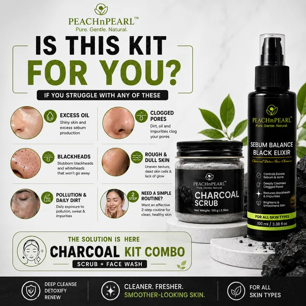 PEACHnPEARL_Charcoal_Kit_Combo_–_Charcoal_Scrub_100g_+_Sebum_Balance_Black_Elixir_Face_Wash_100ml