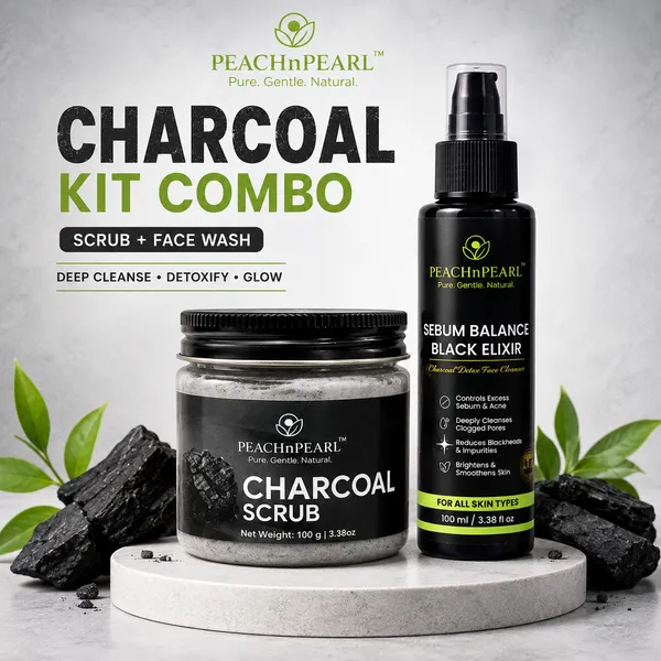 PEACHnPEARL_Charcoal_Kit_Combo_–_Charcoal_Scrub_100g_+_Sebum_Balance_Black_Elixir_Face_Wash_100ml