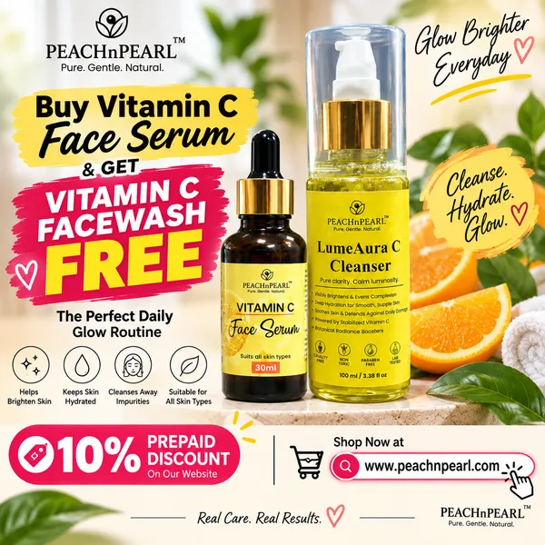 PEACHnPEARL™_Vitamin_C_Glow_Combo_–_Lume_Aura_C_Cleanser_100_ml_+_Vitamin_C_Face_Serum_30_ml_|_Daily_Cleansing,_Hydration_&_Radiance_Care_|_For_All_Skin_Types