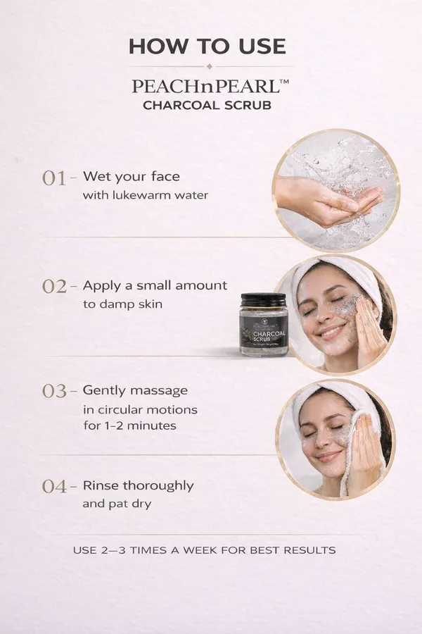 PEACHnPEARL™_Charcoal_Face_Scrub_|_Deep_Cleansing_&_Gentle_Exfoliation_|_With_Activated_Charcoal,_Walnut_Beads_&_Aloe_Vera_|_For_Men_&_Women_|_All_Skin_Types_|_100_g