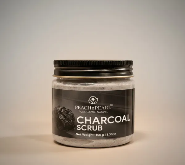 PEACHnPEARL™_Charcoal_Face_Scrub_|_Deep_Cleansing_&_Gentle_Exfoliation_|_With_Activated_Charcoal,_Walnut_Beads_&_Aloe_Vera_|_For_Men_&_Women_|_All_Skin_Types_|_100_g