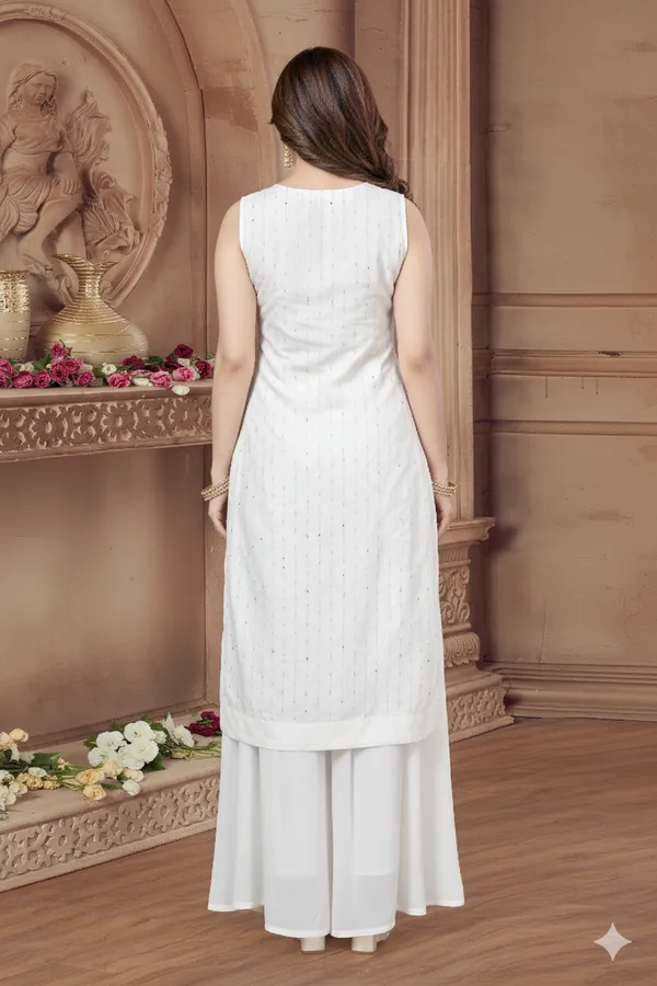 White_Georgette_Kurta,_Pant_&_Dupatta_Set_For_Women_&_Girls