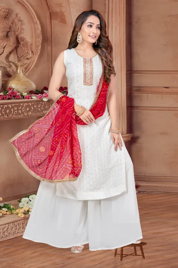 White_Georgette_Kurta,_Pant_&_Dupatta_Set_For_Women_&_Girls