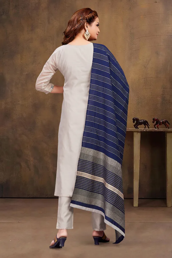 Blue_Chanderi_Silk_Kurta,_Pant_&_Dupatta_Set_For_Women_&_Girls