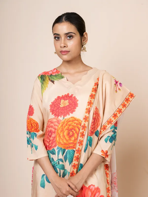 Beige_Muslin_Printed_Kurta_Set_For_Women
