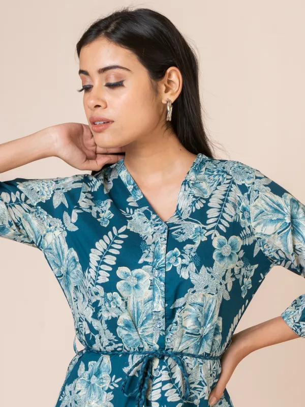 Blue_Cotton_Printed_Dress_For_Women