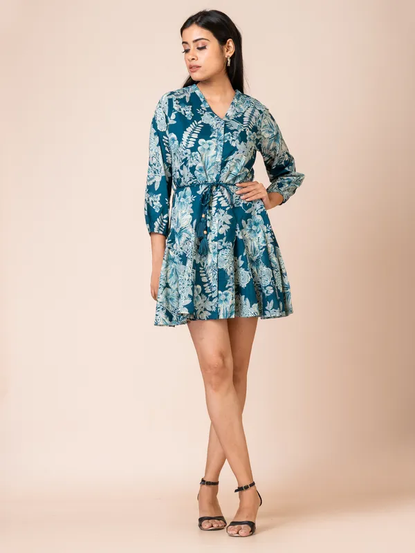 Blue_Cotton_Printed_Dress_For_Women
