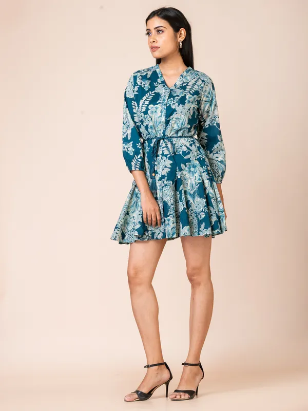 Blue_Cotton_Printed_Dress_For_Women