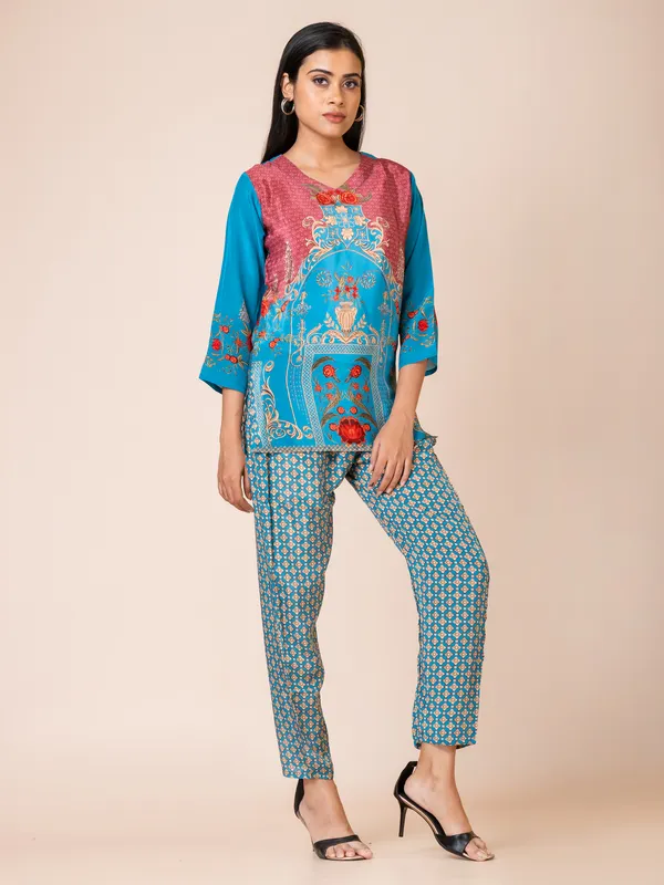 Blue_Crepe_Printed_Co-Ord_Set_For_Women