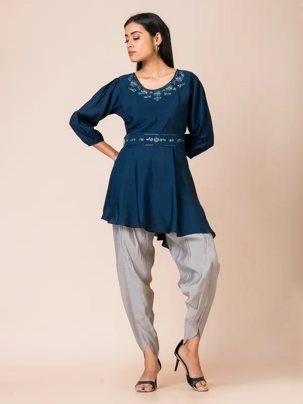 Blue_Muslin_Embroidered_Co-Ord_Set_For_Women