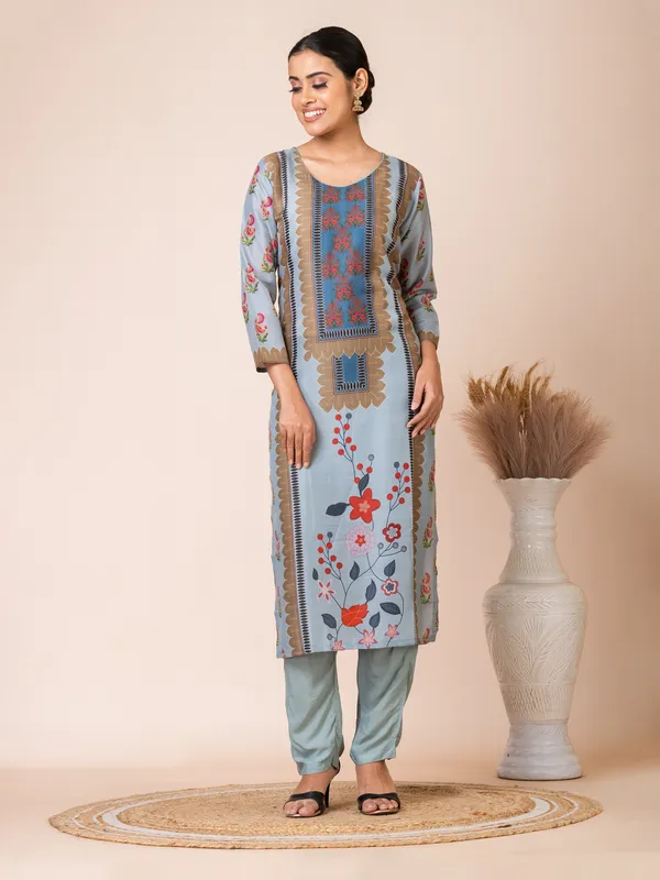 Blue_Muslin_Printed_Kurta_Set_For_Women