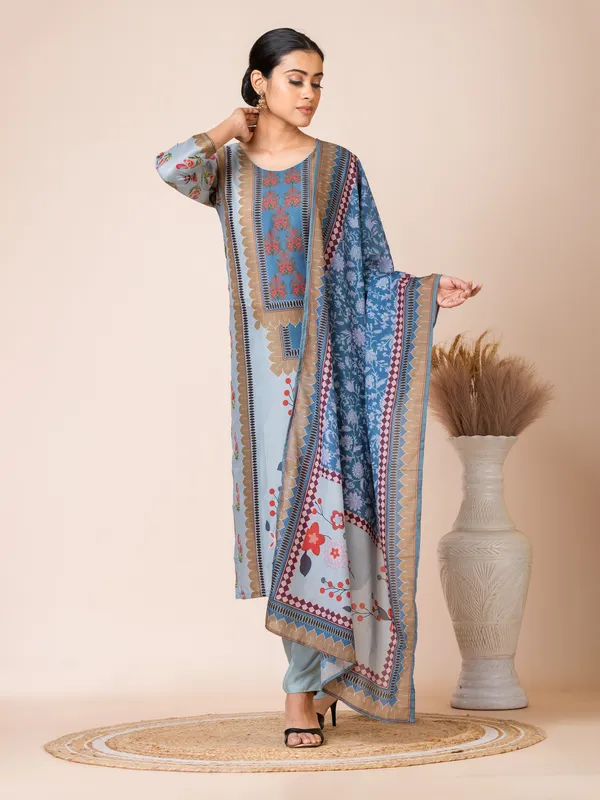 Blue_Muslin_Printed_Kurta_Set_For_Women
