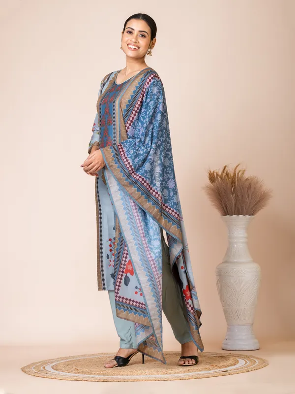 Blue_Muslin_Printed_Kurta_Set_For_Women