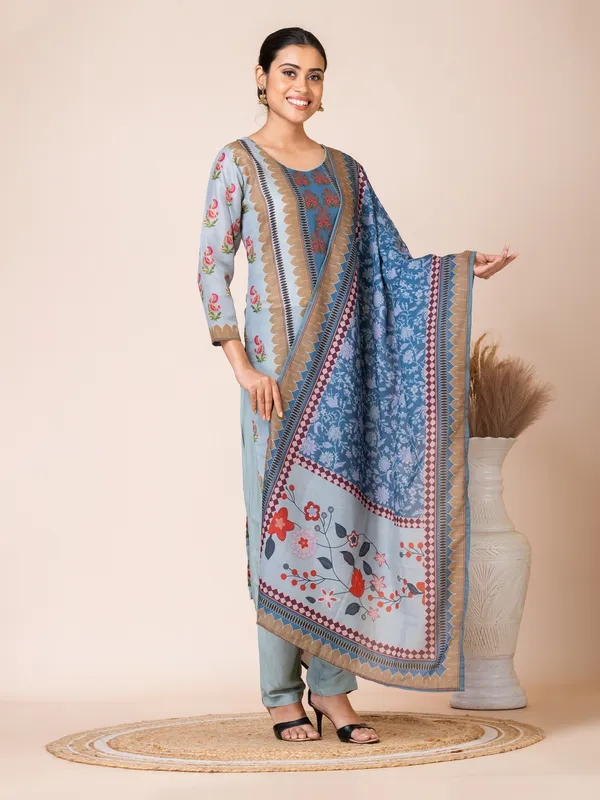 Blue_Muslin_Printed_Kurta_Set_For_Women
