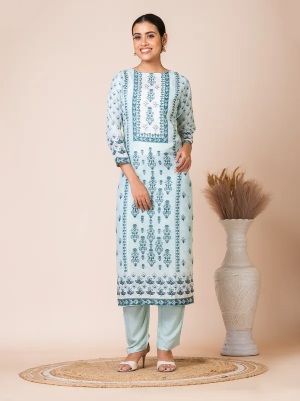 Blue_Muslin_Printed_Kurta_Set_For_Women