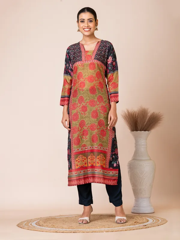 Green_Muslin_Printed_Kurta_Set_For_Women