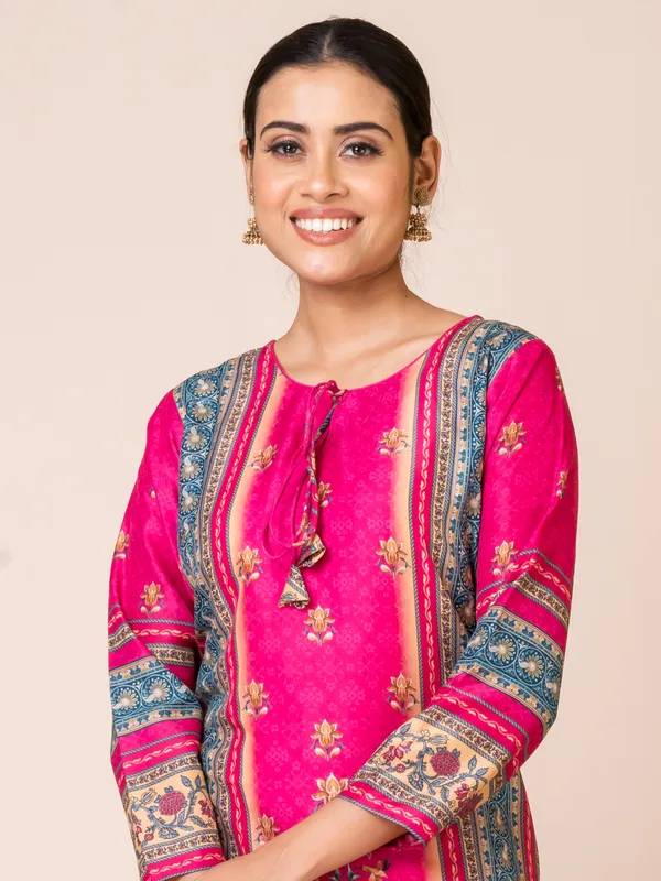 Magenta_Muslin_Printed_Kurta_Set_For_Women