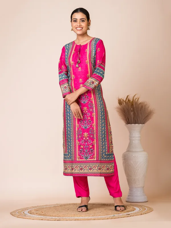 Magenta_Muslin_Printed_Kurta_Set_For_Women