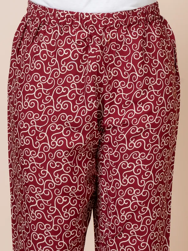 Maroon_Cotton_Printed_Kurta_Set_For_Women