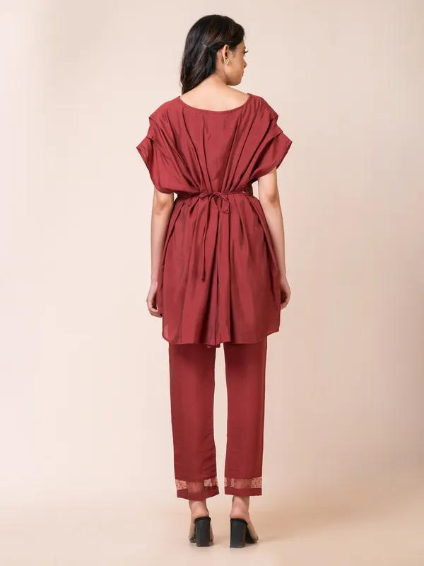Maroon_Muslin_Embroidered_Co-Ord_Set_For_Women