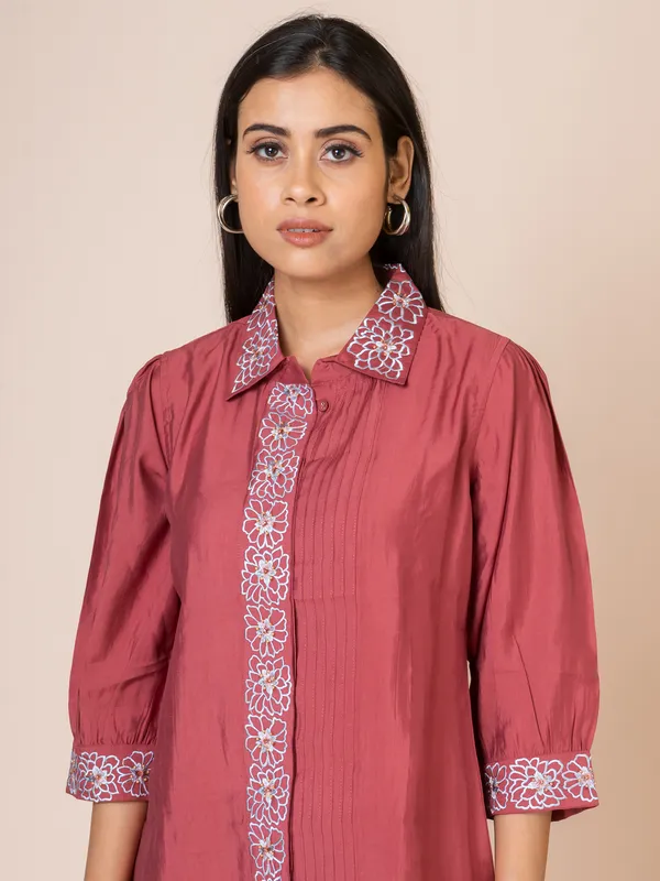 Maroon_Silk_Embroidered_Co-Ord_Set_For_Women