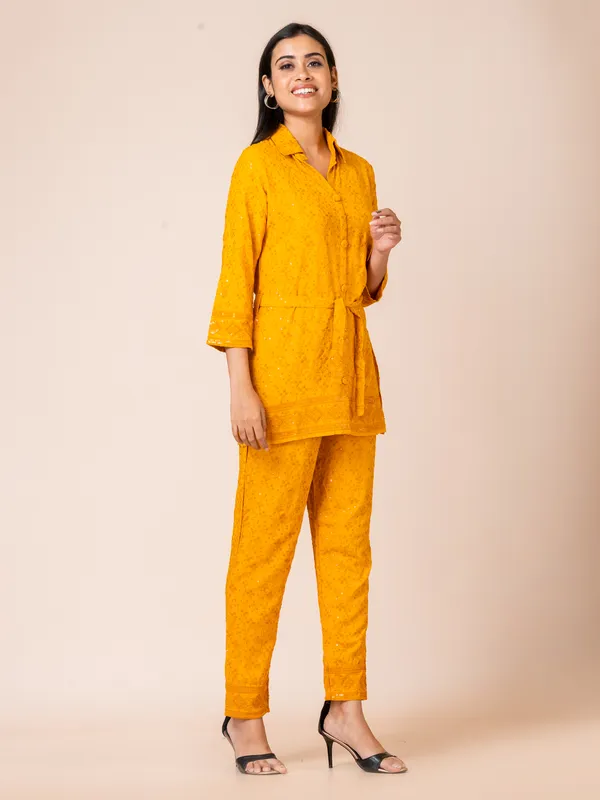 Mustard_Cotton_Chikankari_Co-Ord_Set_For_Women