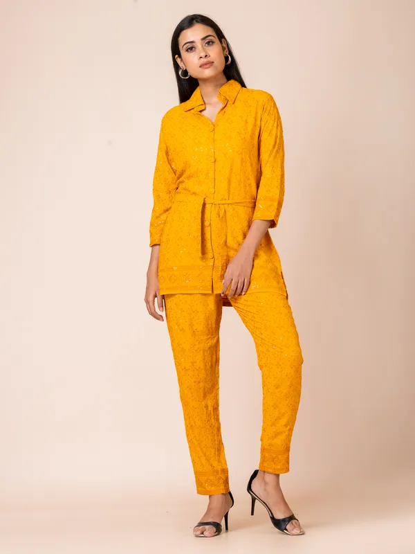 Mustard_Cotton_Chikankari_Co-Ord_Set_For_Women
