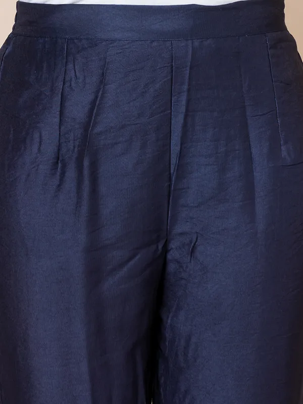 Blue_Muslin_Printed_A-Line_Kurta_With_Pant_For_Women